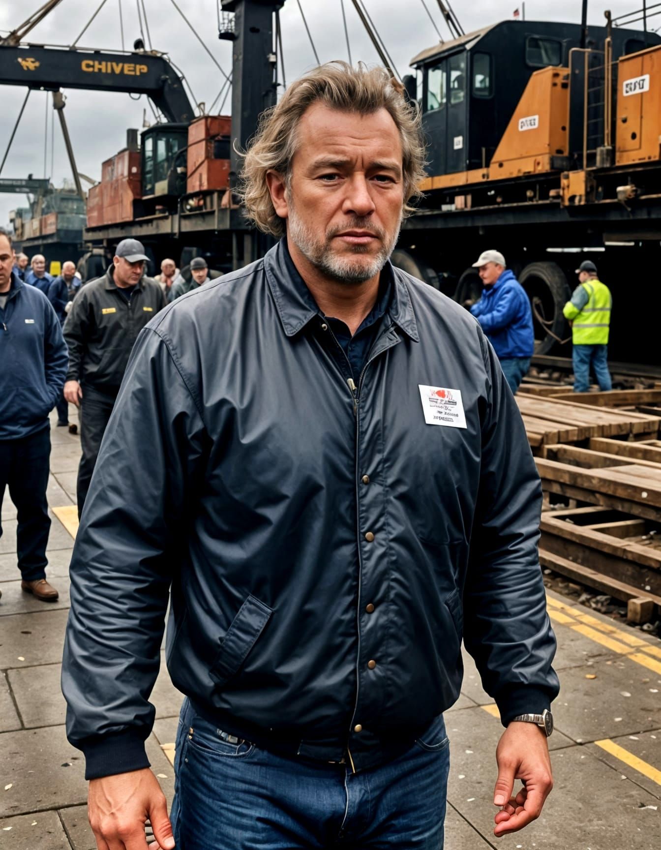 Dockworker Facing Hardship in Dramatic Realism