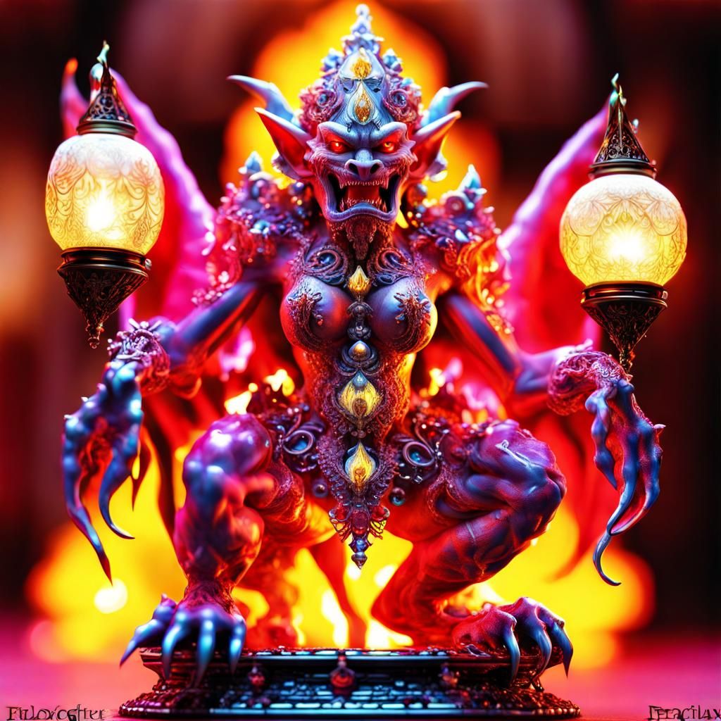 Opalescent Gargoyle Gazebo in Moonlight