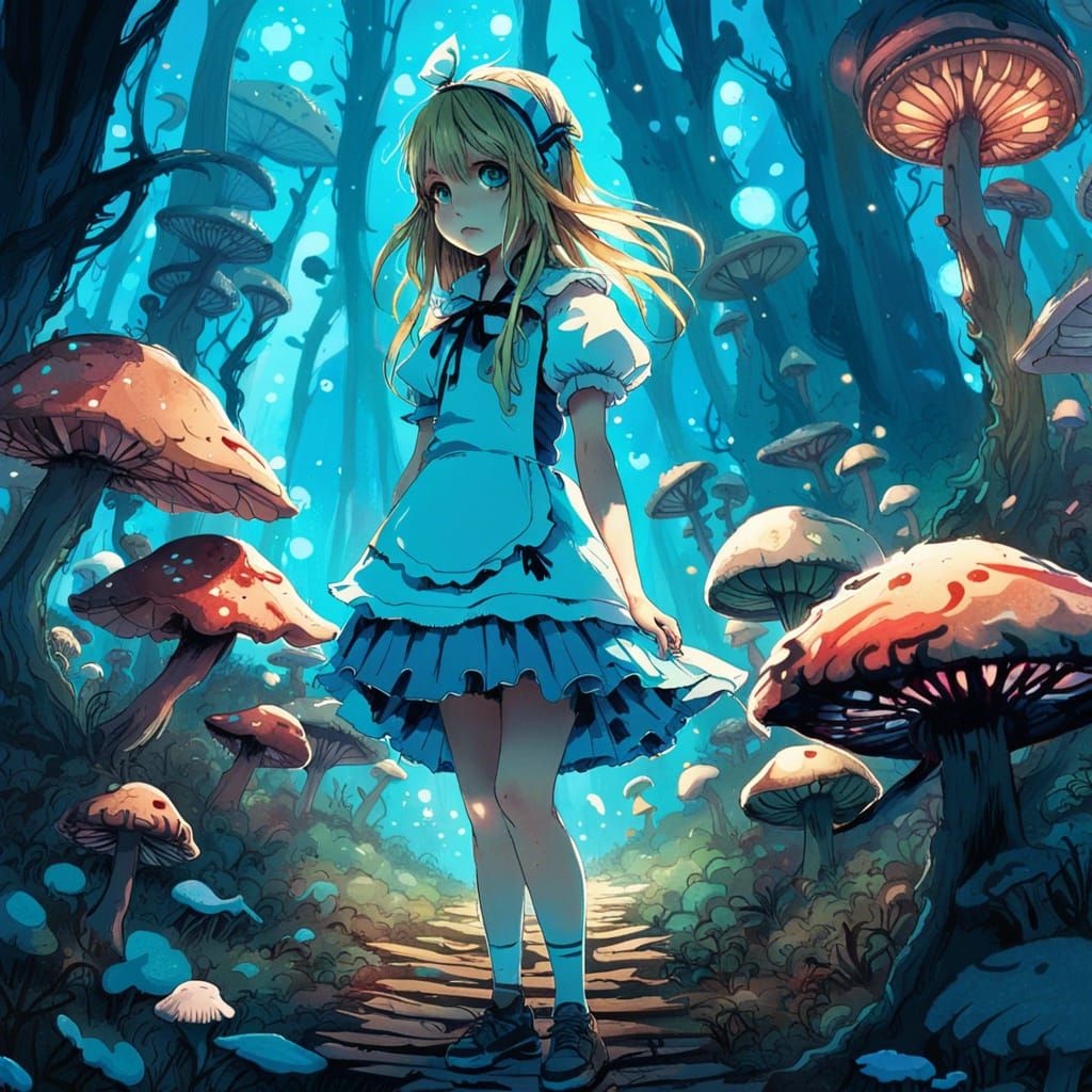 Alice in Wonderland Anime on Blue Mushroom Hill