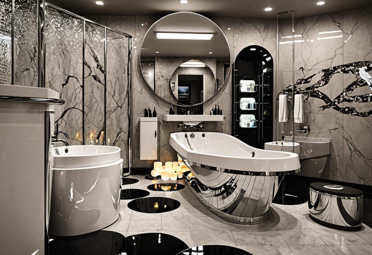 Hyper Realistic Underground Master Bath Suite with Chrome Ac...