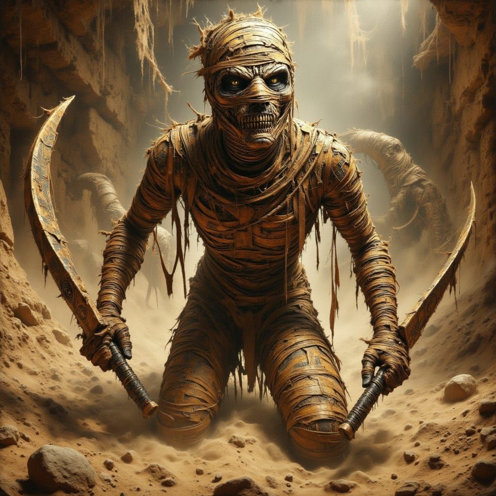 Golden Mummy Warrior Ready for Battle