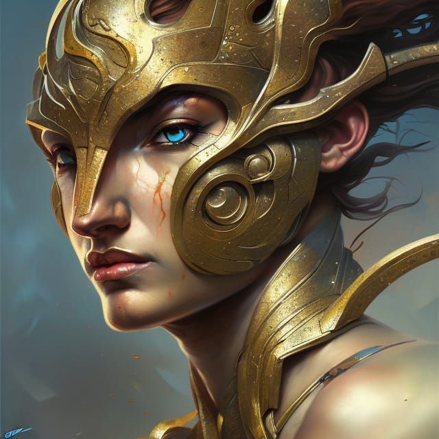 Warrior Goddess Portrait in Hyperdetailed Digital Art