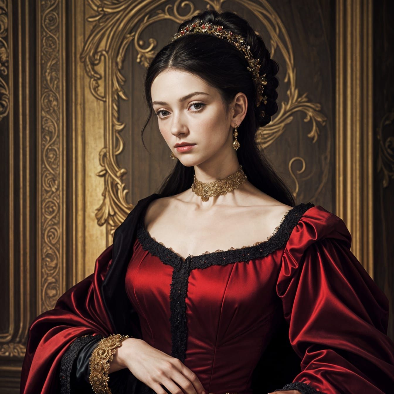 Girl in Red Gown: Caravaggio-Style Lighting