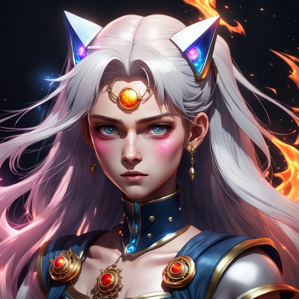 Anime Death Incarnate with Lightning and Flames