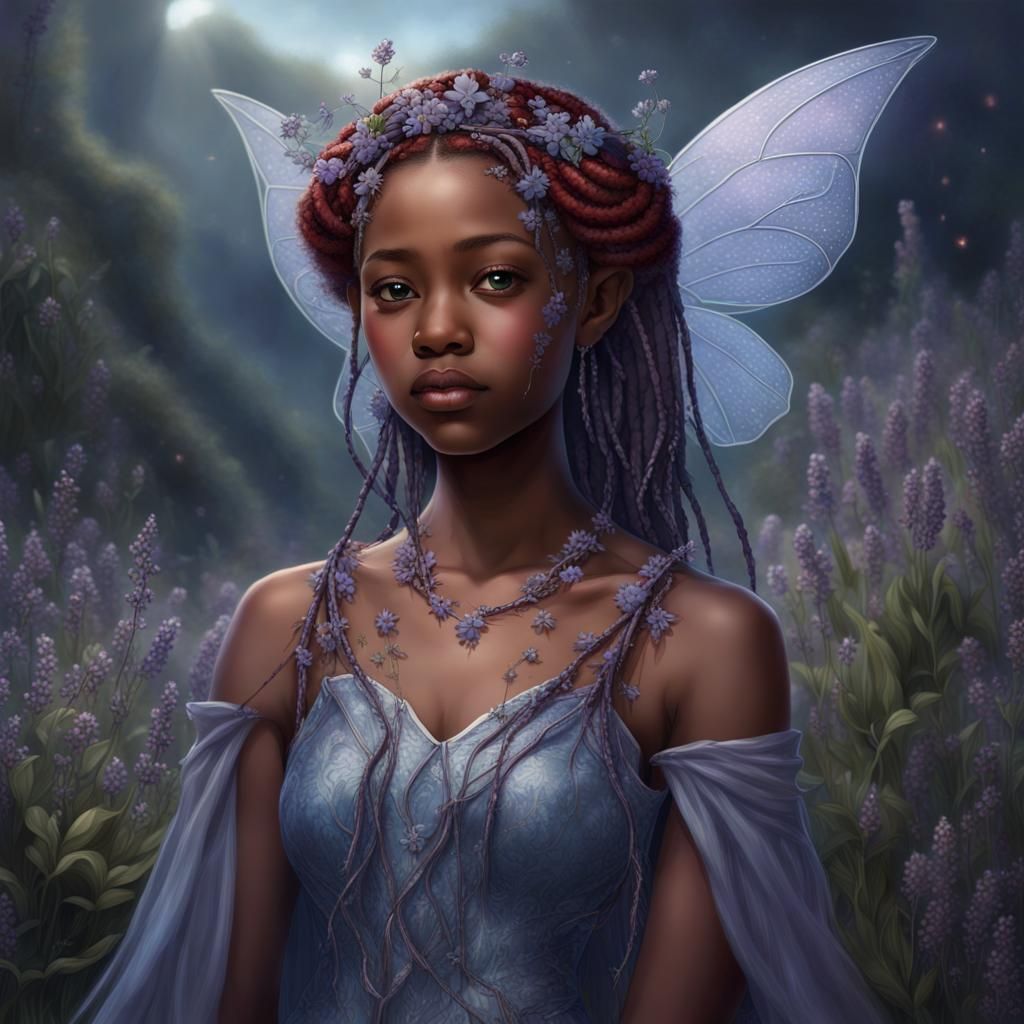 Fairy Girl with Red Braids and Silver Tiara