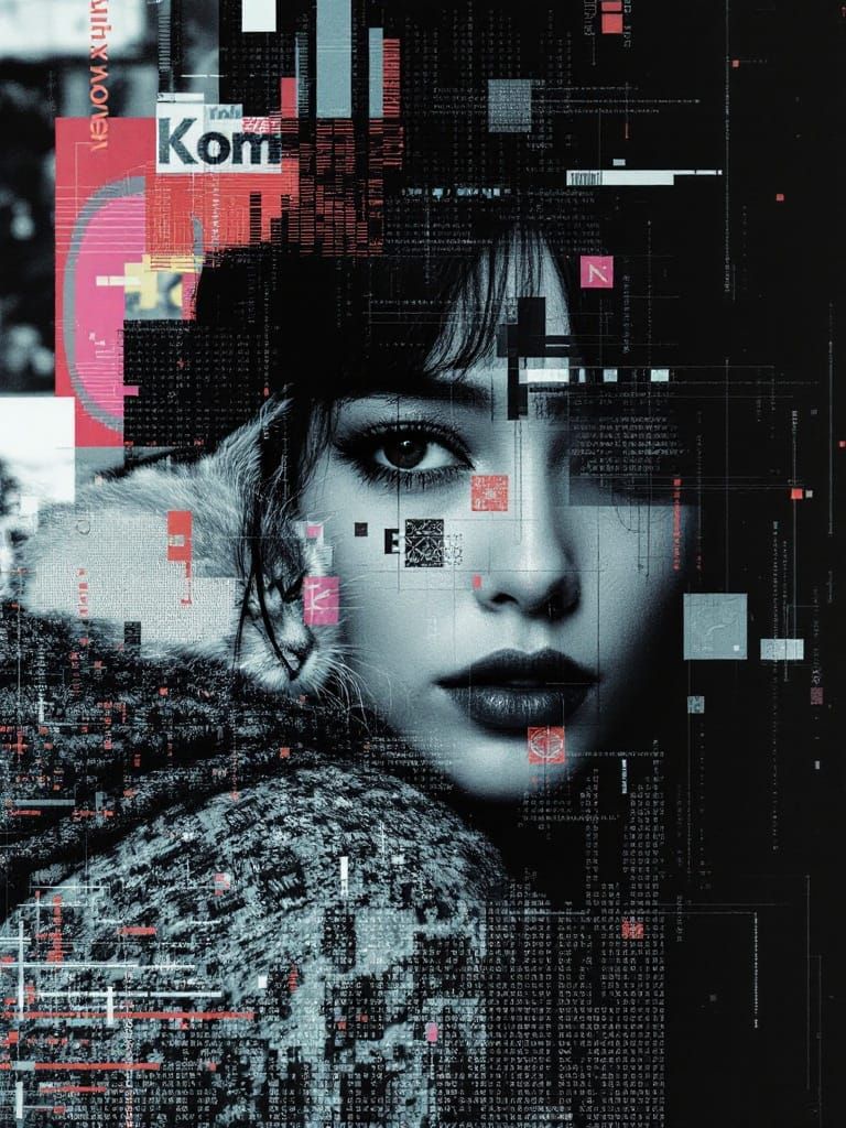 Futuristic Woman with Cat in Downtown Tokyo, Inspired by Min...