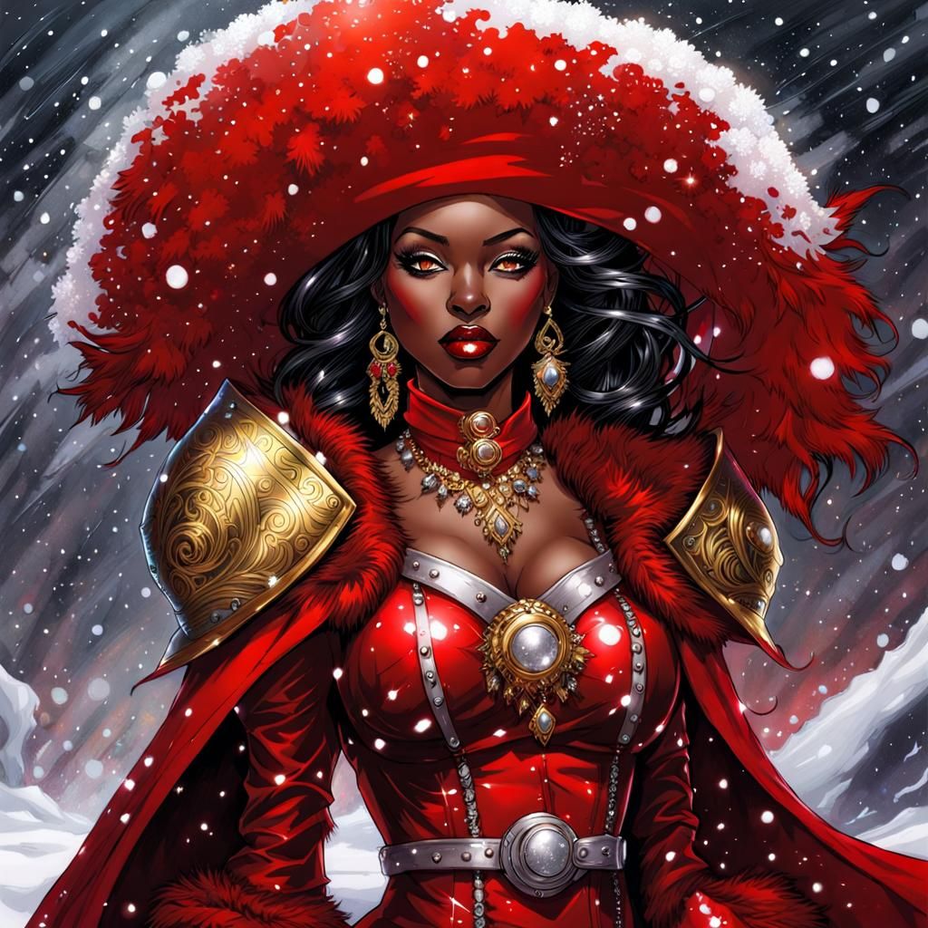 Gothic Mistress in Red Latex, Dieselpunk Sketch