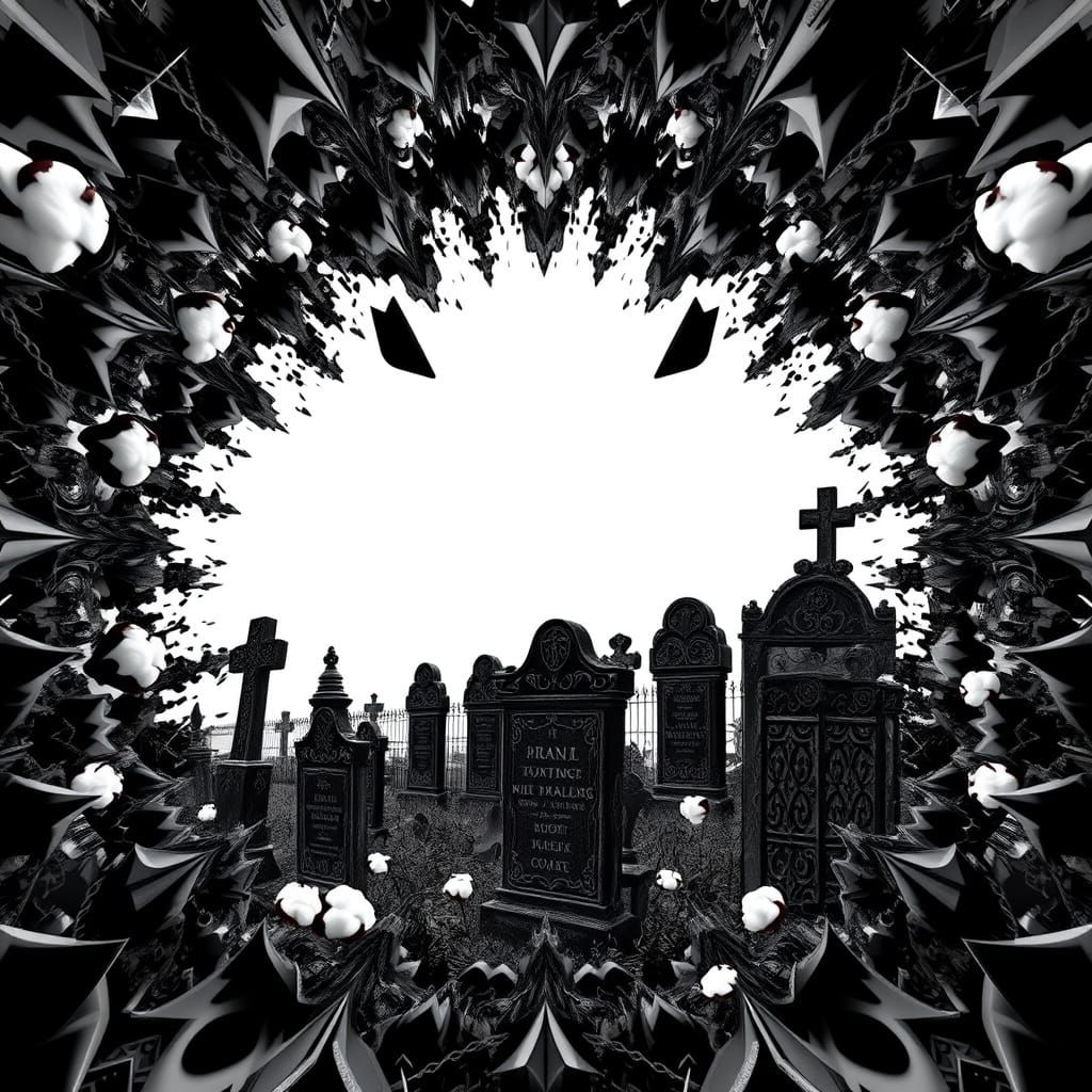 Distorted Gothic Graveyard with Melting Tombstones