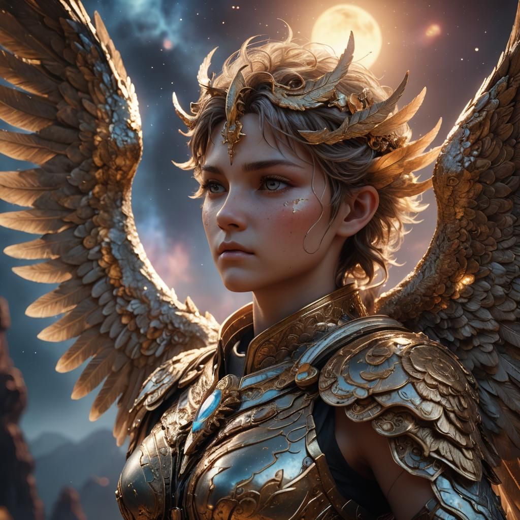 Cherubim Contemplates Earth: 3D Cinematic Art