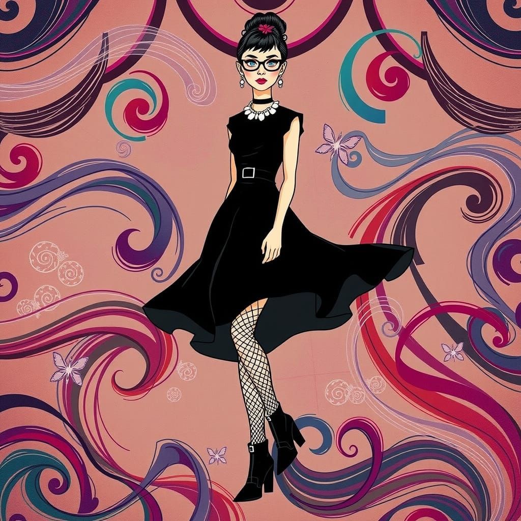 Audrey Hepburn with Goth Emo Whimsical Flair