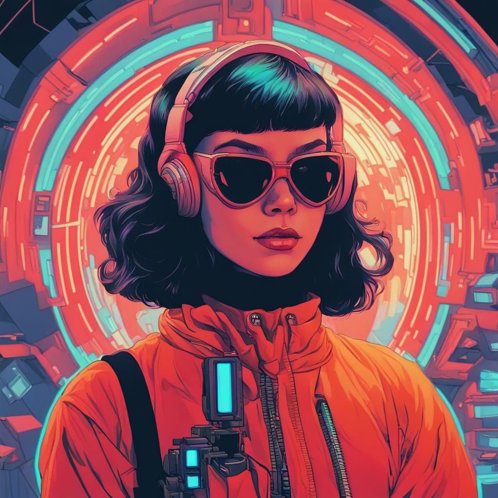 Glamorous Cyberpunk Goddess in Retro Futurism