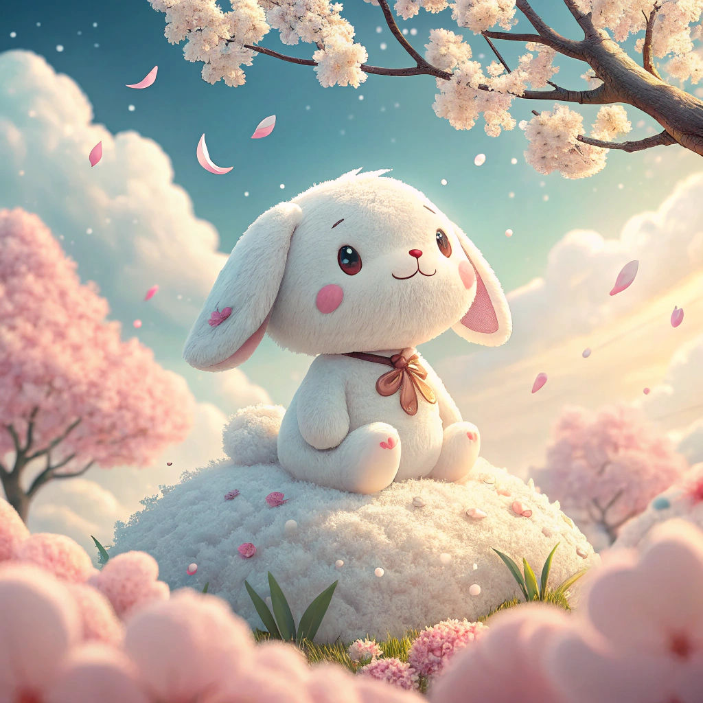 Cinnamoroll on a Cloud in 3D Anime Style