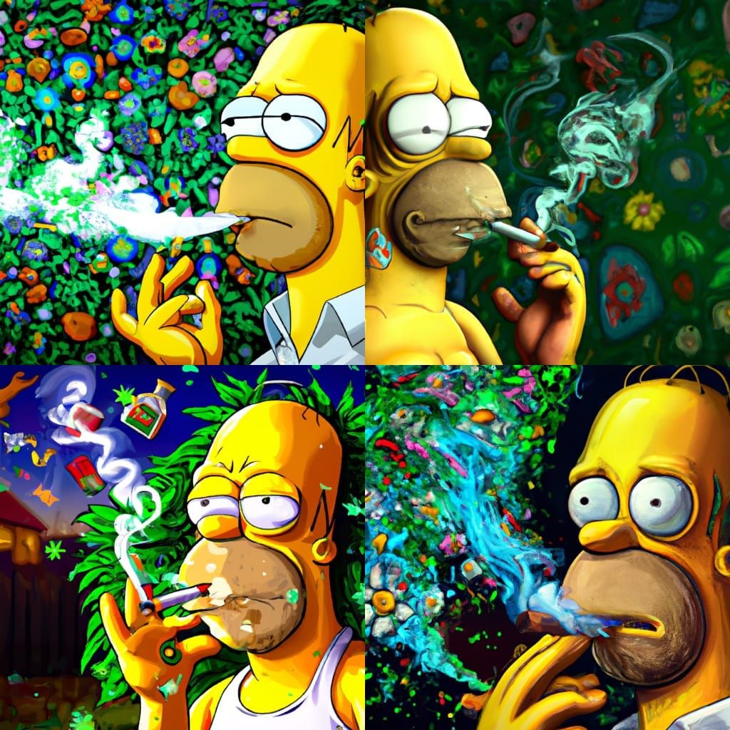 Homer Simpson Smoking Cannabis: Detailed 4K Portrait