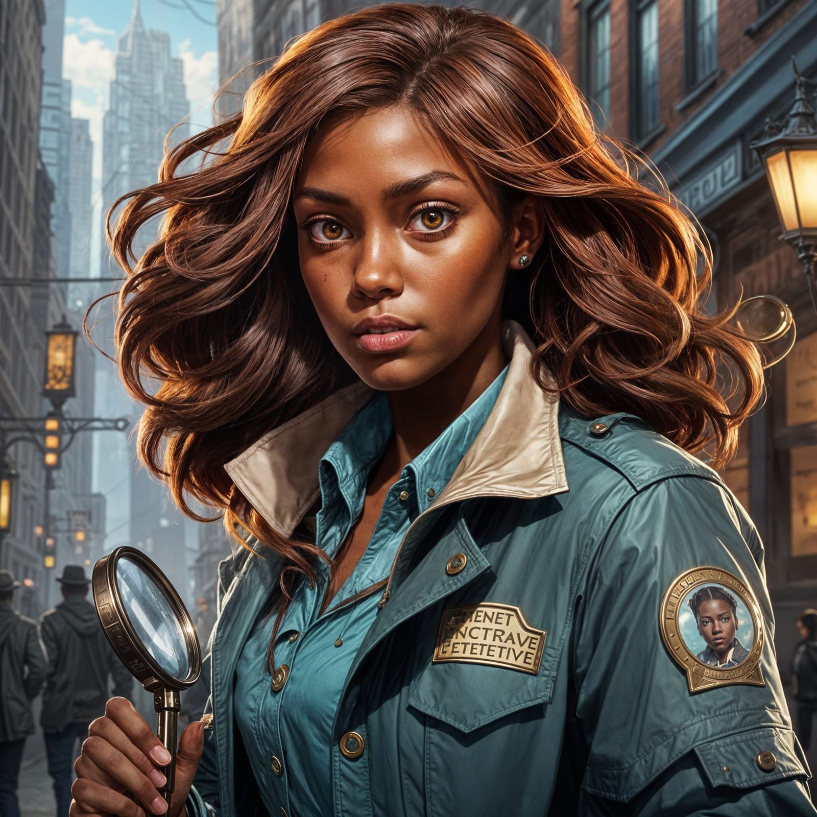 Hyperrealistic African American Nancy Drew Portrait