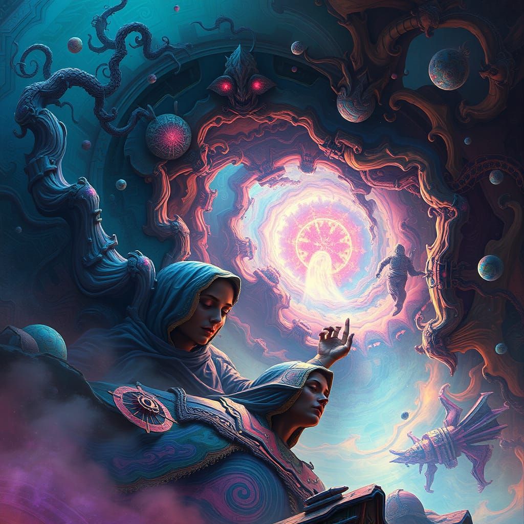 Ethereal Dreamscape with Swirling Patterns in Surreal Style