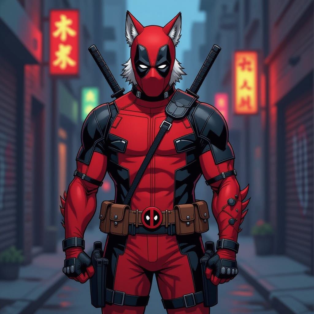 Deadpool Wolf Hybrid in Gritty Alley