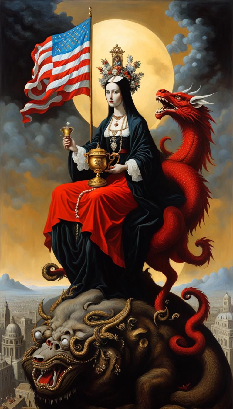 Apocalyptic Woman on Scarlet Beast Oil Painting