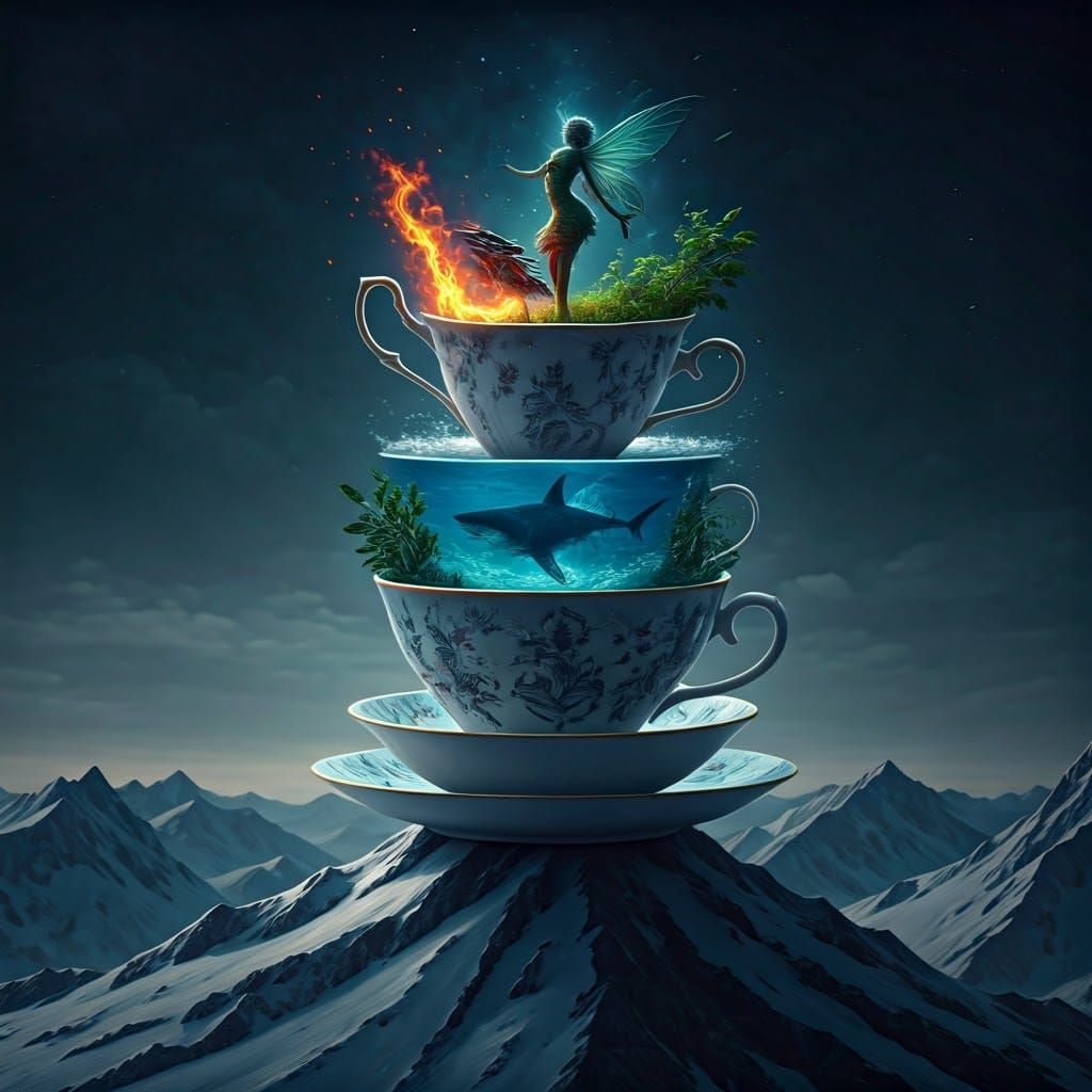 Elemental Scenes in Antique Saucers