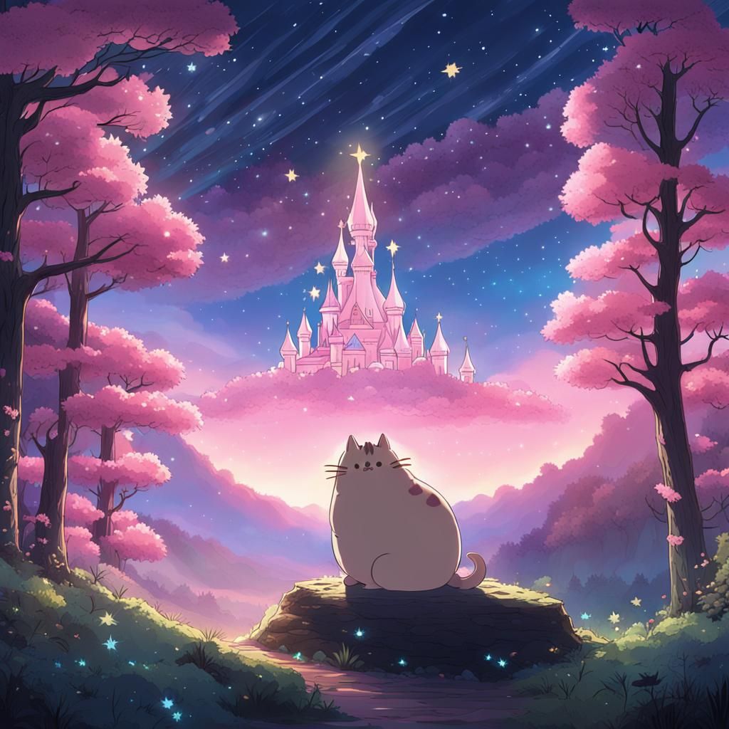 Pusheen Princess in Magical Anime Forest