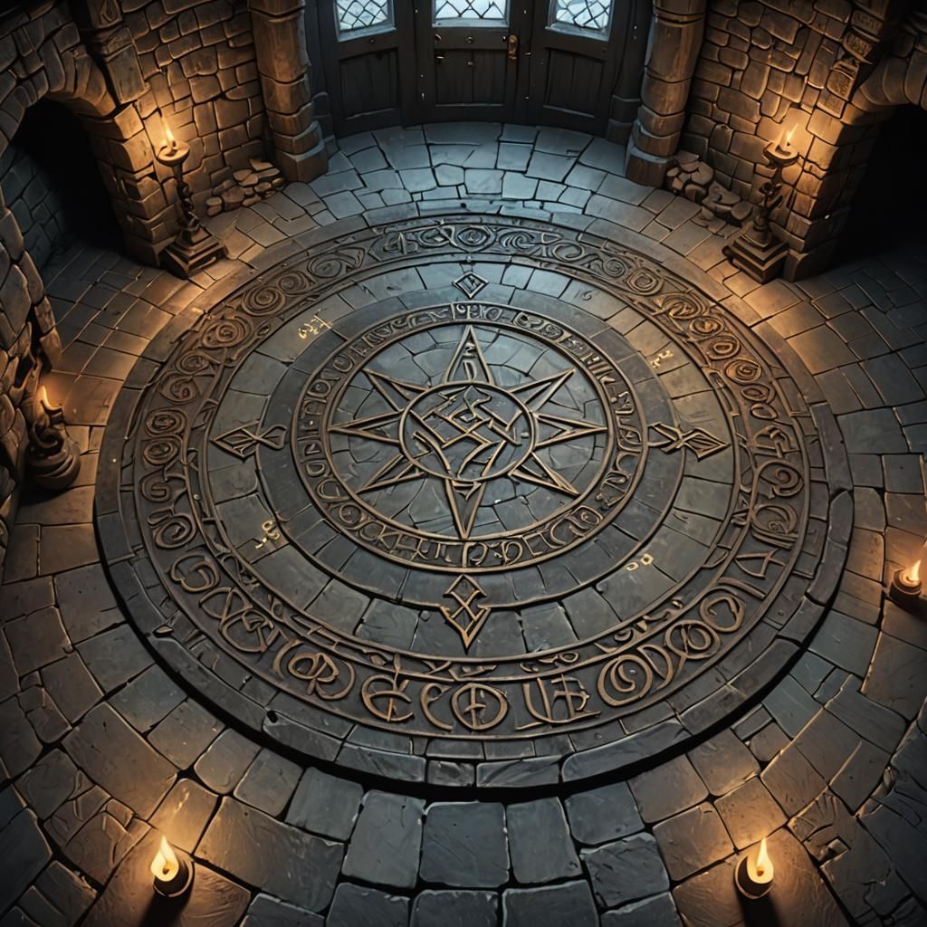 Elven Magic Circle in Detailed Dungeon Room