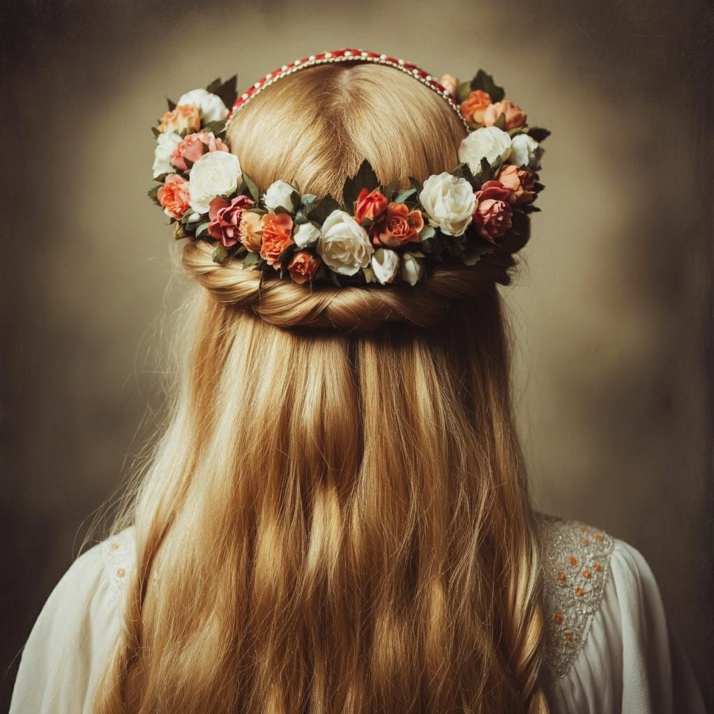 Golden Blonde Woman Adorned with Traditional Russian Kokoshn...