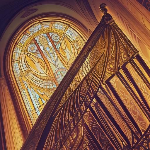 Metatron Playing Harp in Art Deco Style