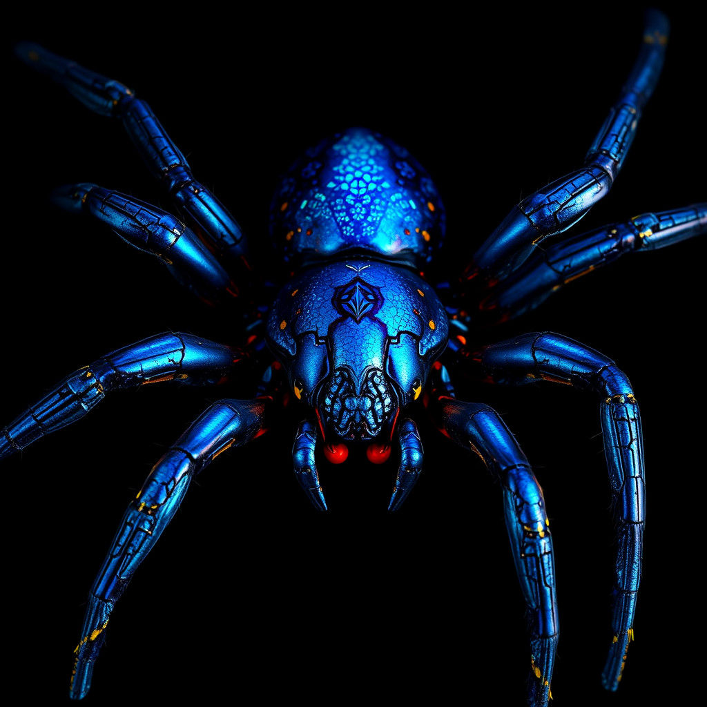 Iridescent Blue Spider Concept Art in Unreal Engine