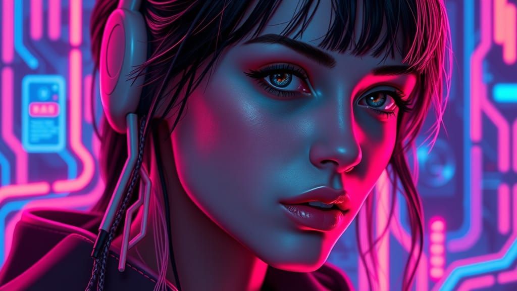 Fluorescent Cyberpunk Portrait of a Woman