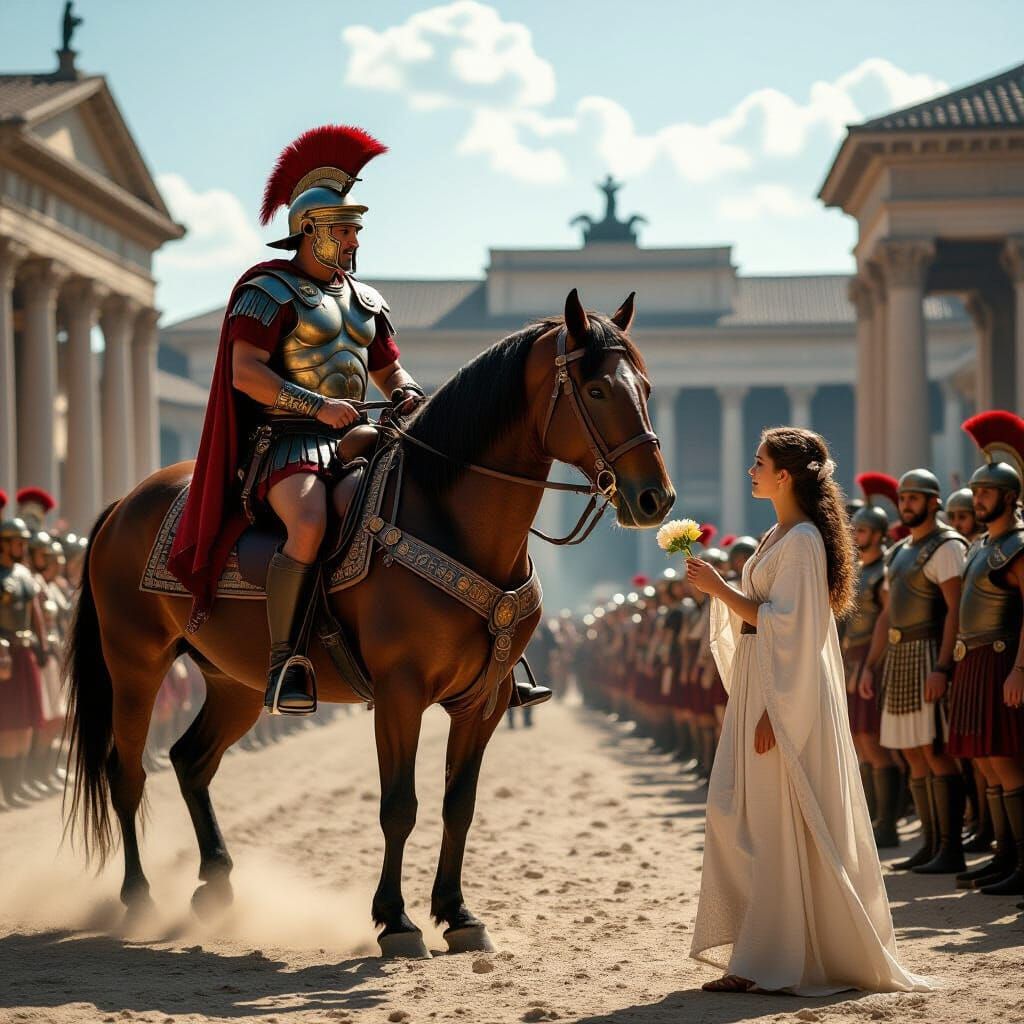 Roman Legionnaire Enters Rome on Horseback