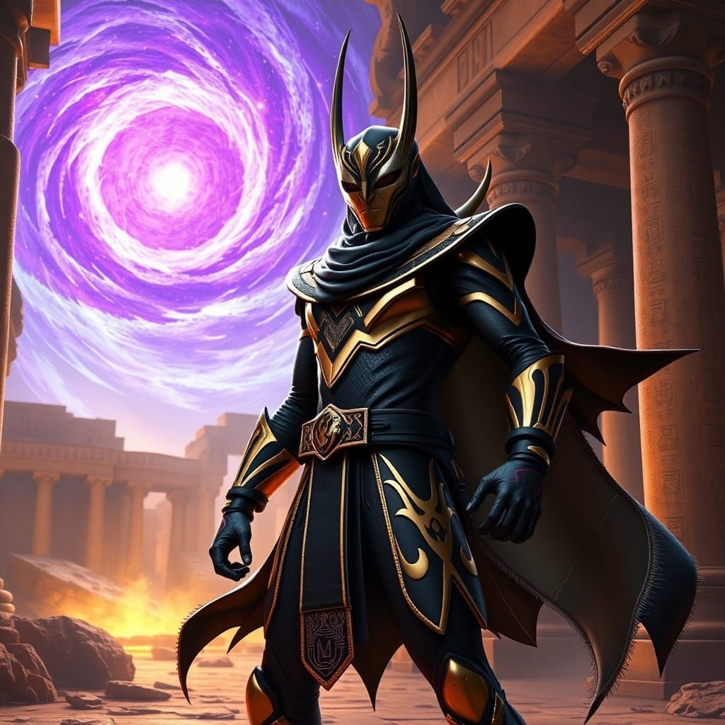 Anubis as a Power Ranger in Matte Painting Style