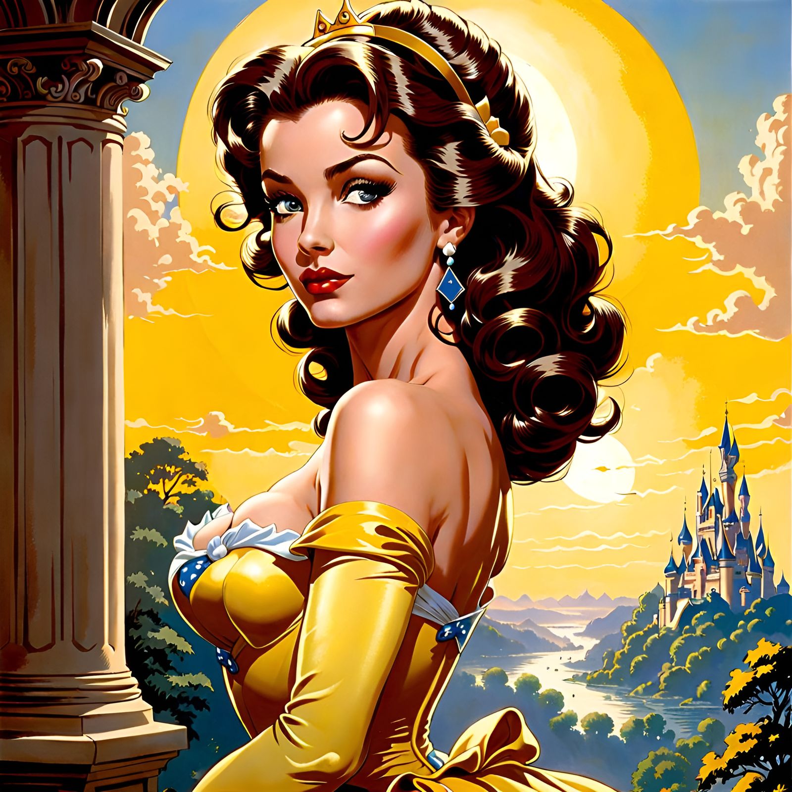 Princess Belle in French Kingdom, Pin-up Art