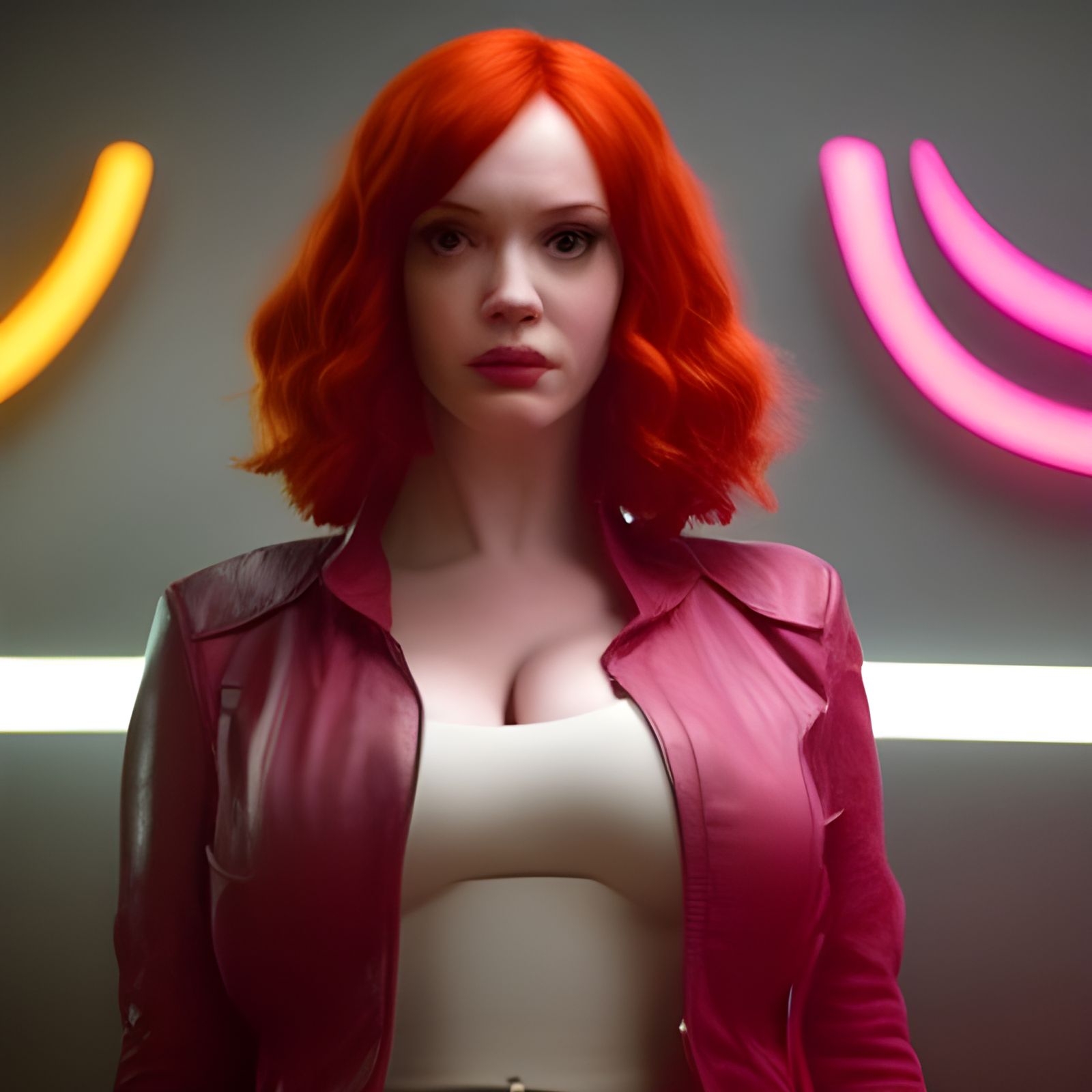 Young Woman in Cyberpunk Neon Portrait