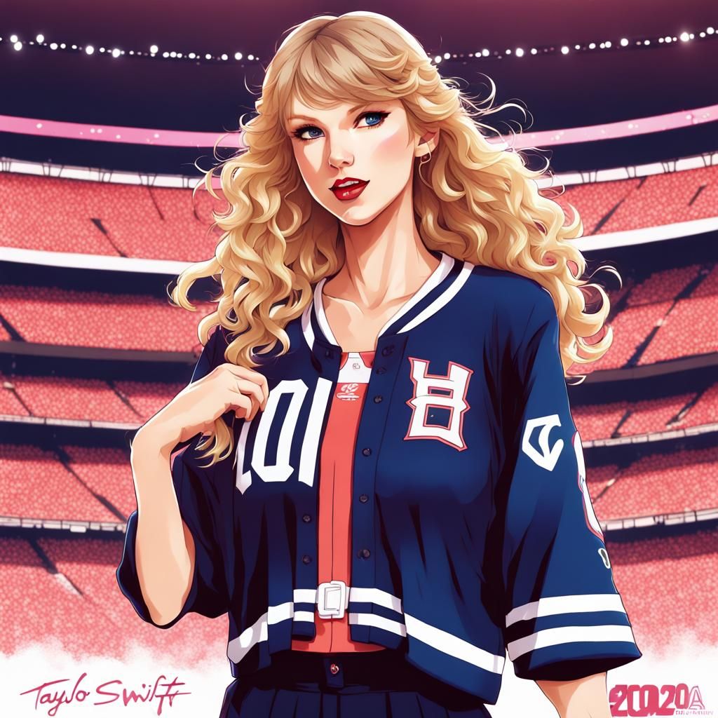 Taylor Swift and Travis Kielce in Anime Style