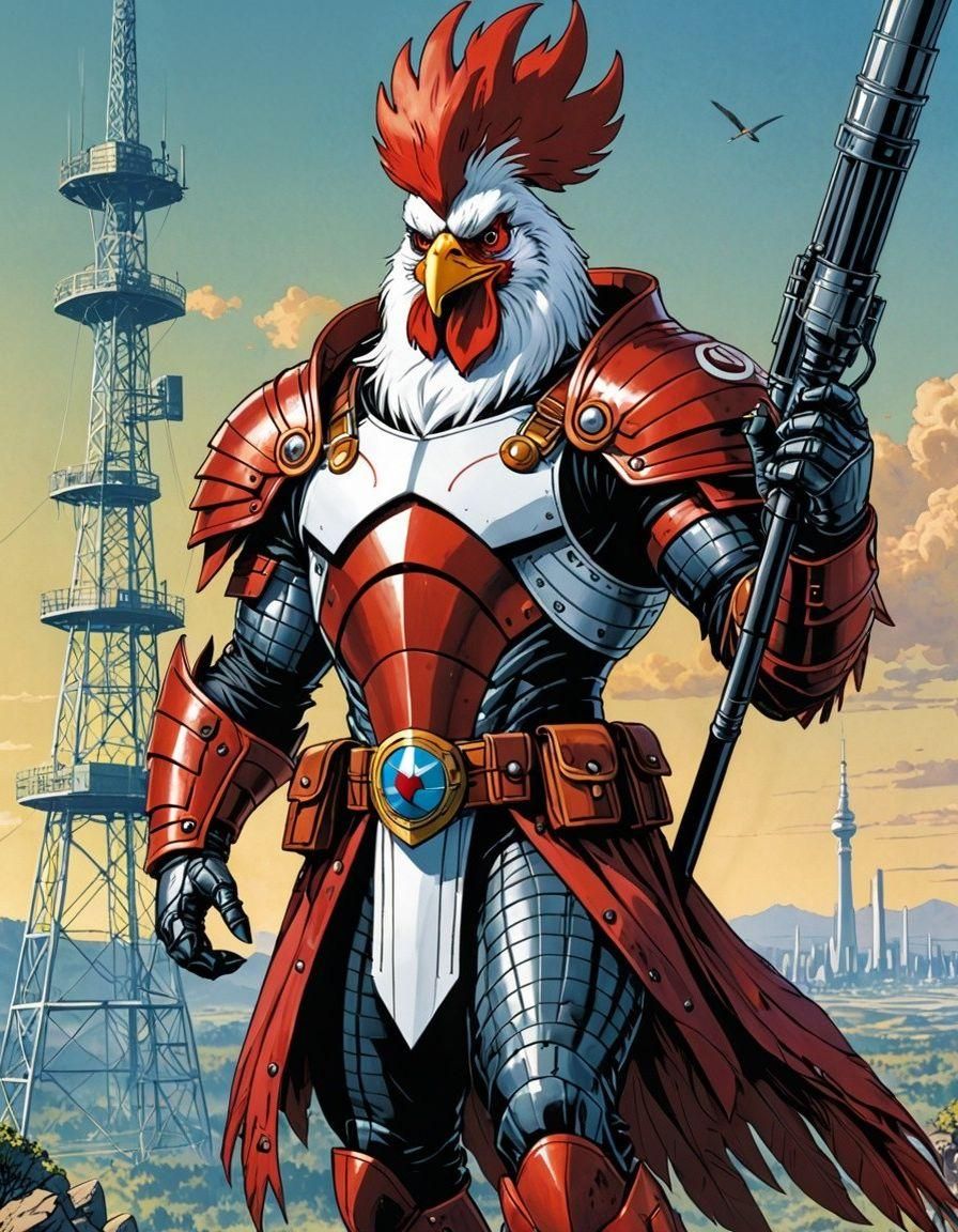 Gamecock Soldier in Power Armor, Comic Book Art