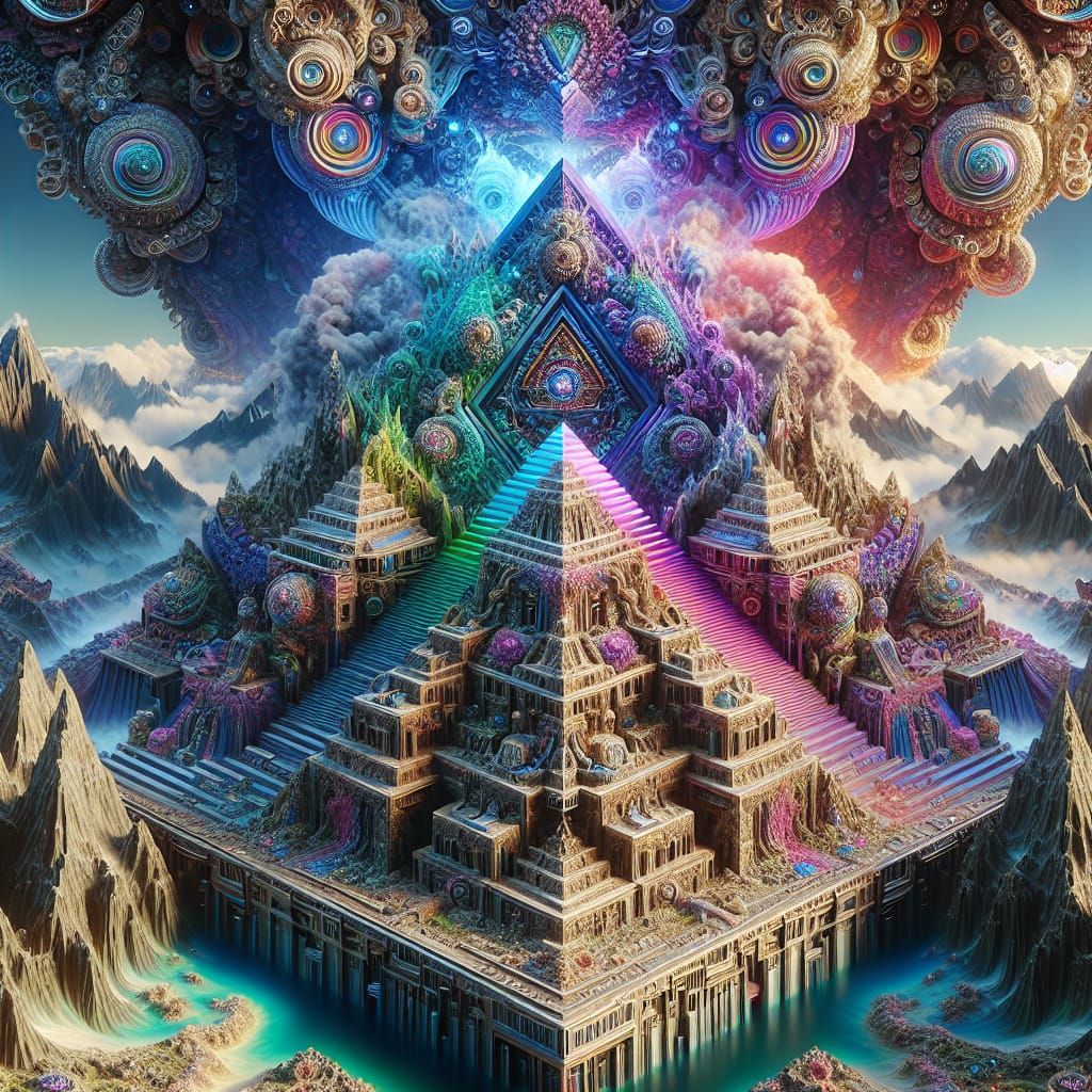 Psychedelic Pyramid: Detailed Matte Painting in 8k