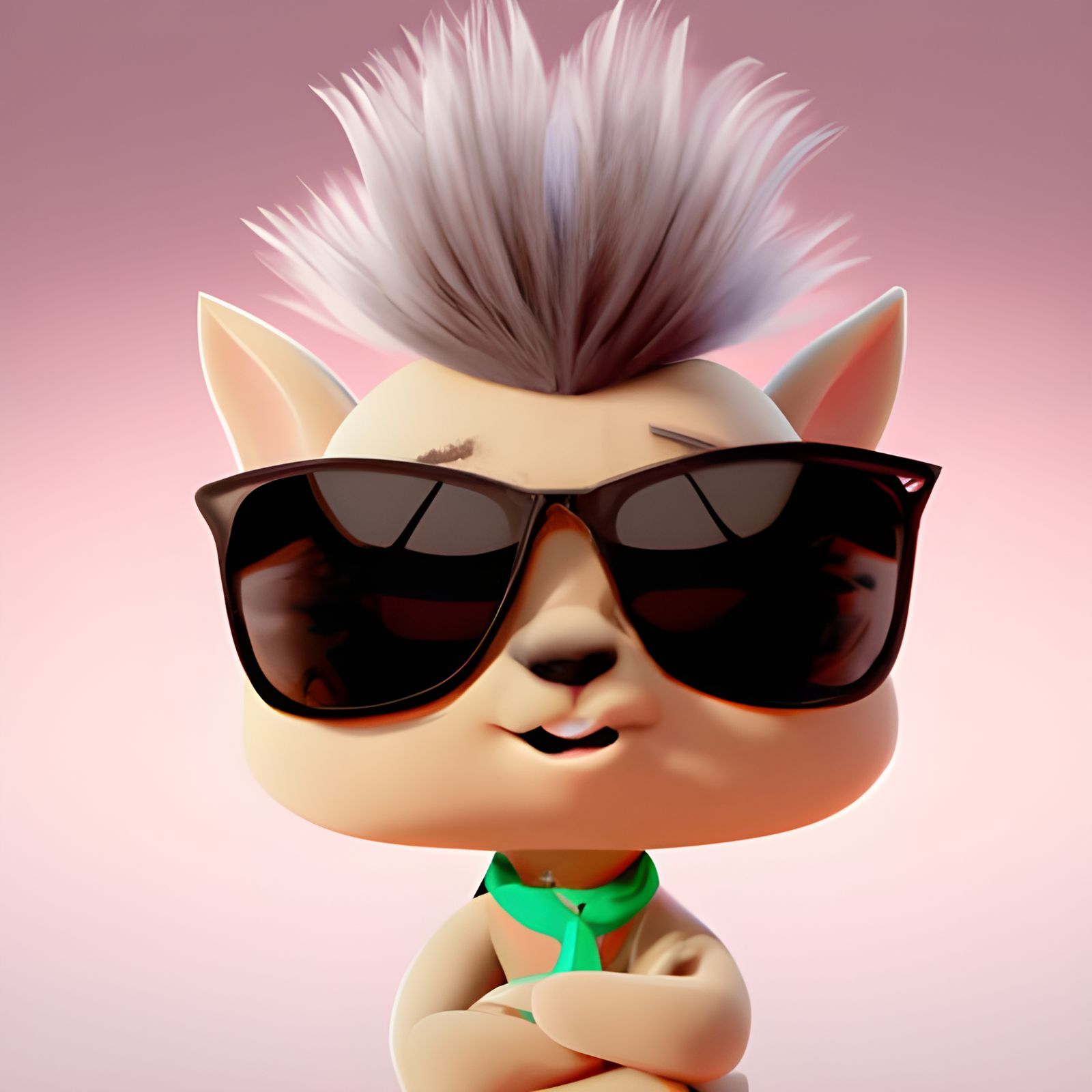 Cute 3D Mascot with Mohawk and Sunglasses
