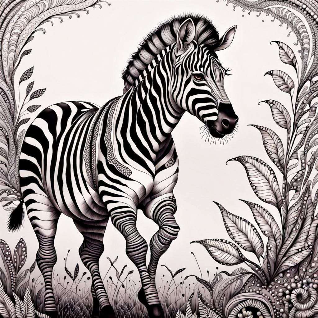 Zebra Zentangle Inspired by Zdzisław Beksiński