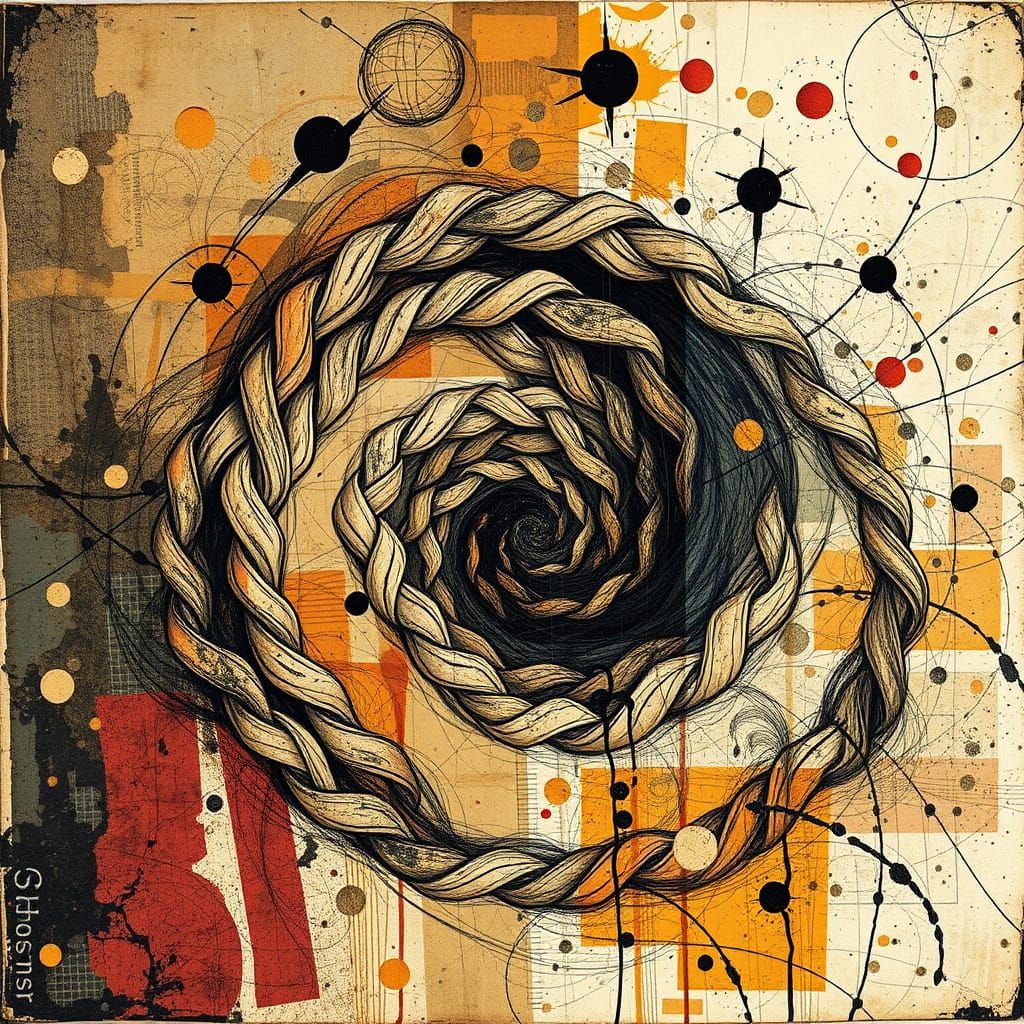 Pointillist Vortex Collapse Paradox in Mixed Media