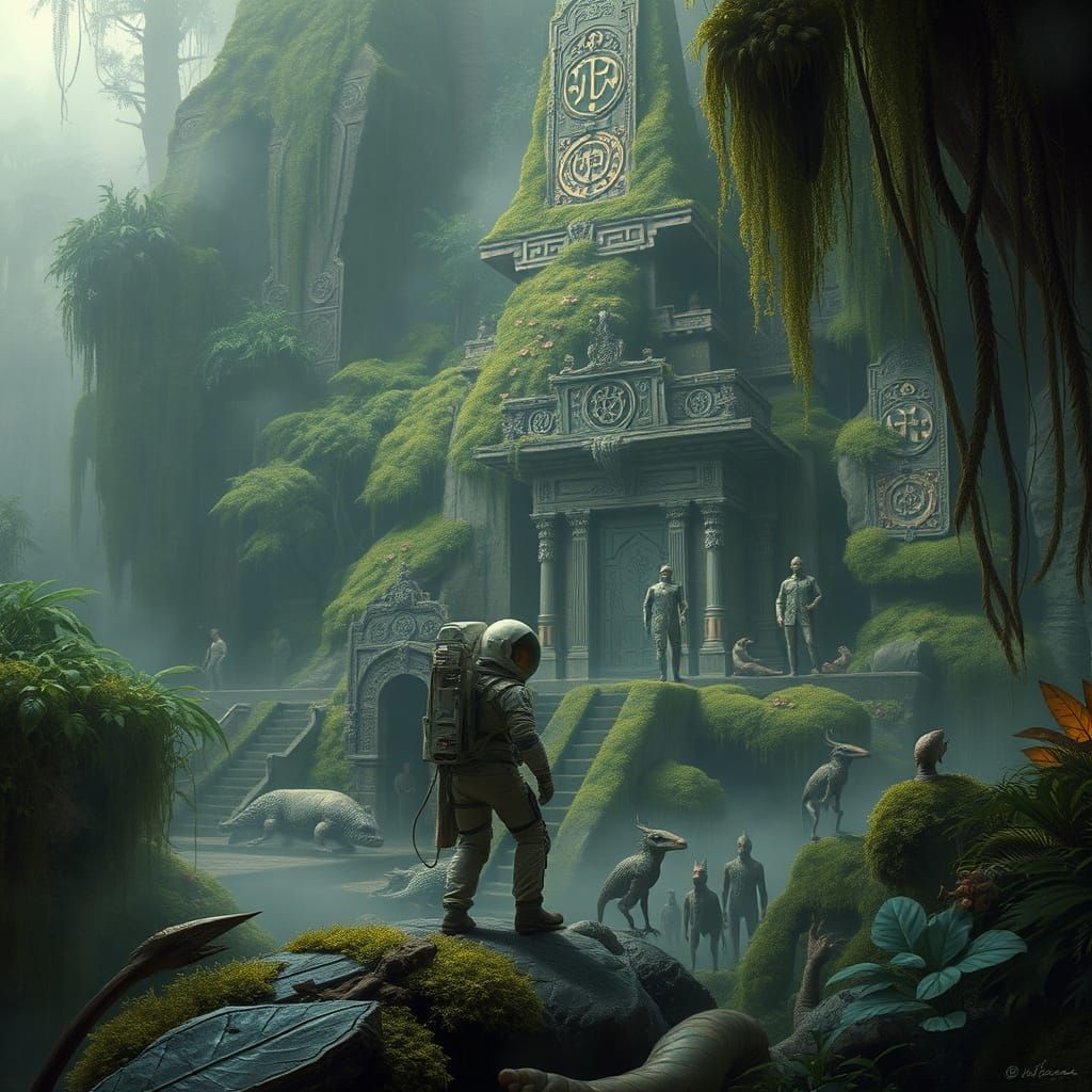 Astronaut Discovers Ancient Alien Temple in Matte Painting S...