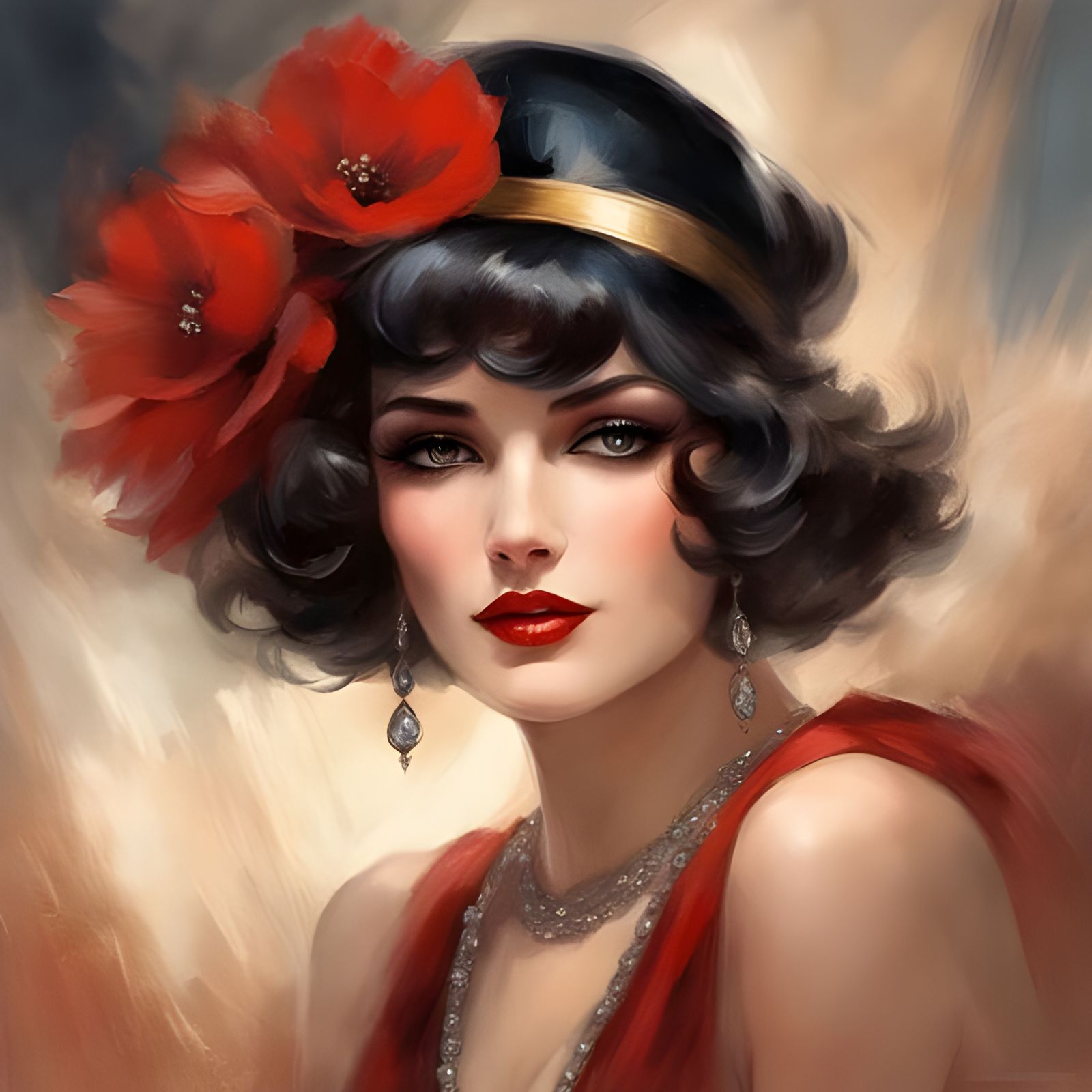 1920s Flapper Portrait in Royo Style