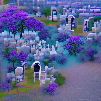 Ethereal Cemetery Landscape in Dreamlike Style