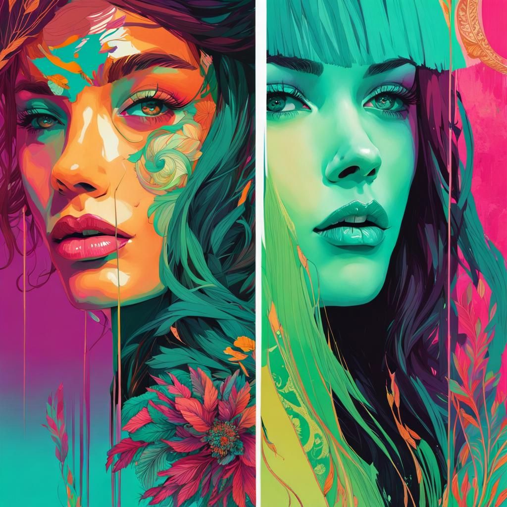 Woman and Reflection in Romantic Elegant Style