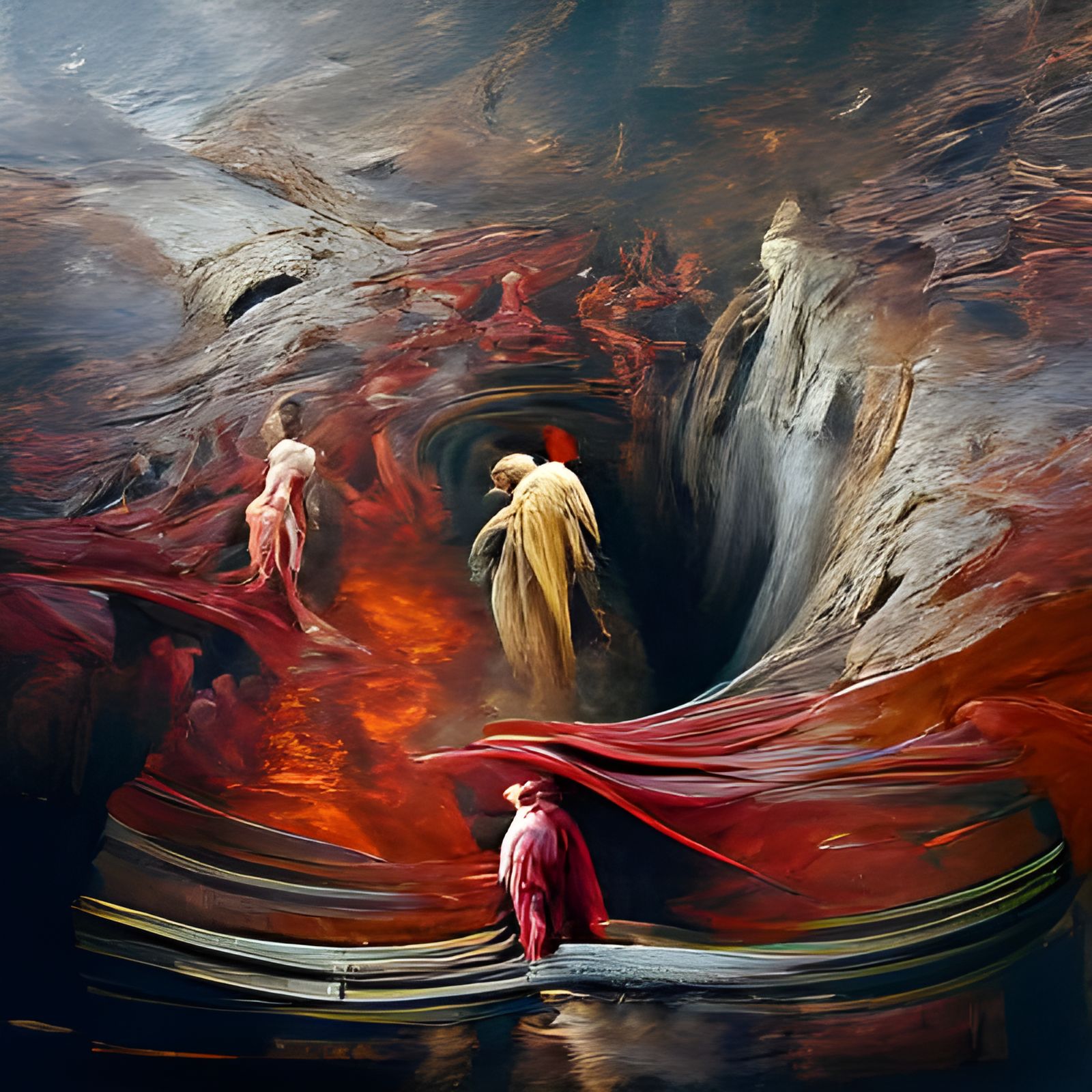 Dante's Descent Through Hell: An Oil Painting