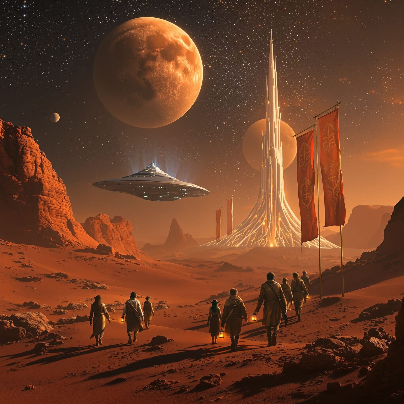 Hobbits and Elves on Mars: A Sci-Fi Tolkien Scene