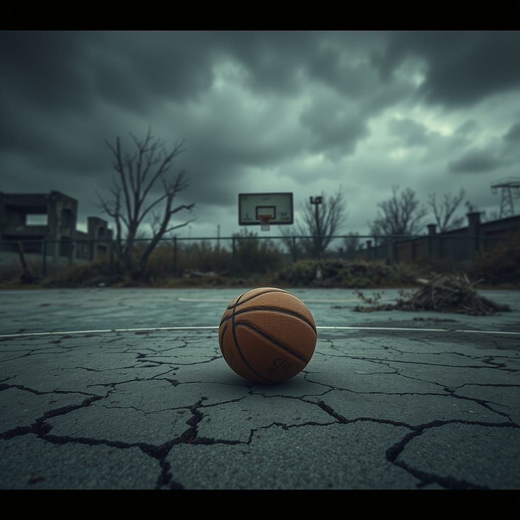 Post-Apocalyptic Basketball Court in Rutkowski Style