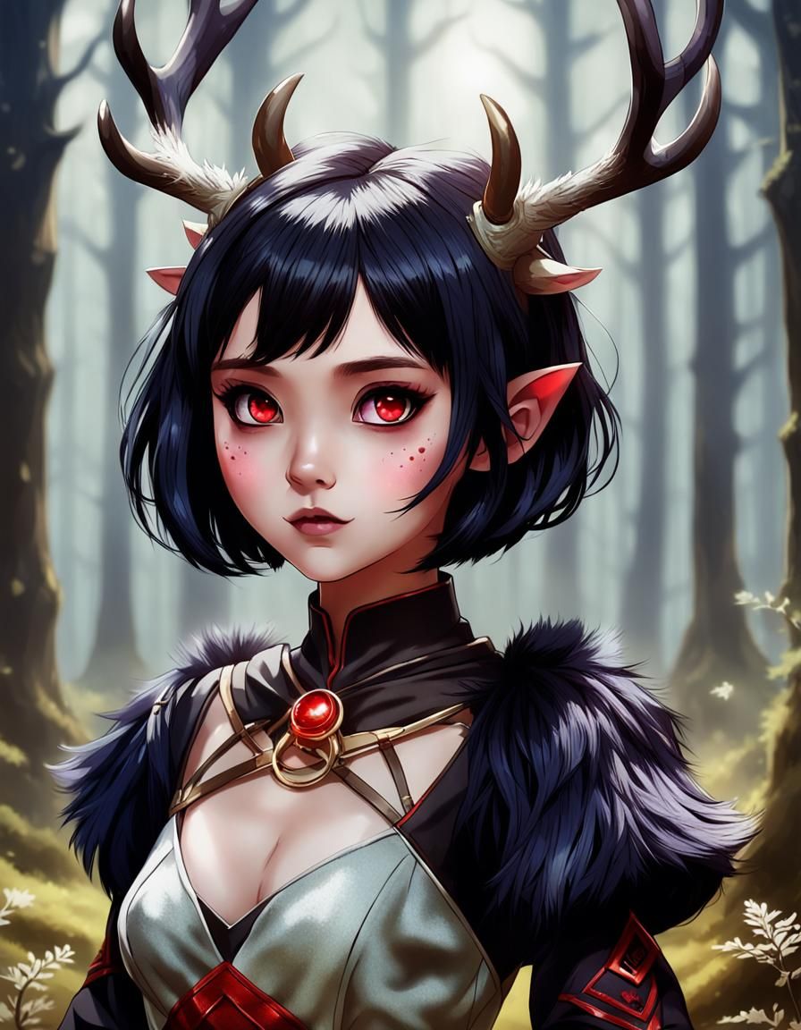 Faun Girl with Deer Antlers on Naughty Adventures