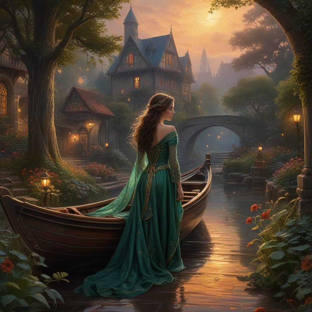 Dreamlike Twilight Scene in Vibrant Hyper-Realism