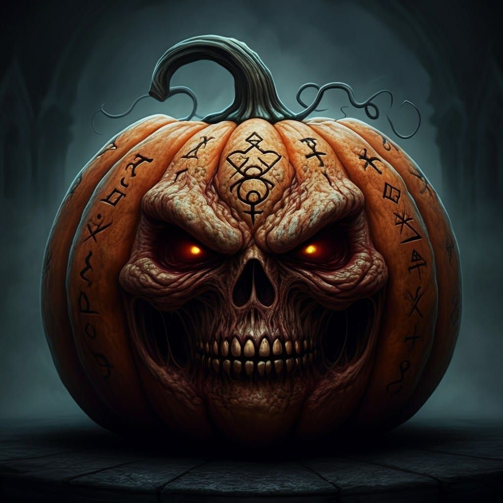 Terrifyingly Evil Pumpkin: A Photorealistic Nightmare Master...