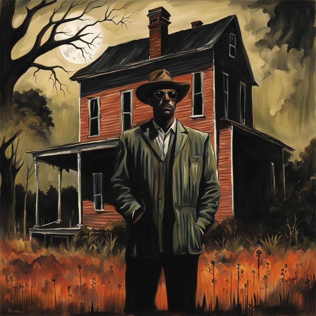 Southern Gothic Album Cover in Gouache Style