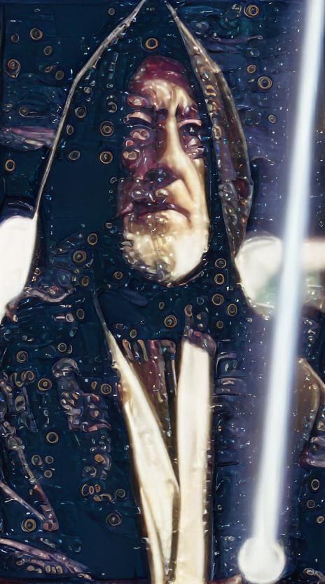 Psychedelic Obi-Wan Lightsaber Battle as Oil Painting